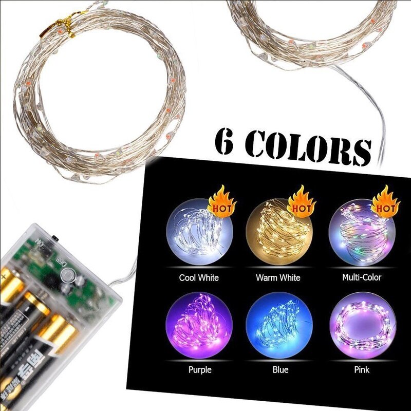 2M 3M 20 30 LEDs Sternen Schnur batterie Lichter Gebühr Mikro LED transparent Kupfer Draht für Party Weihnachten hochzeit 10 farben
