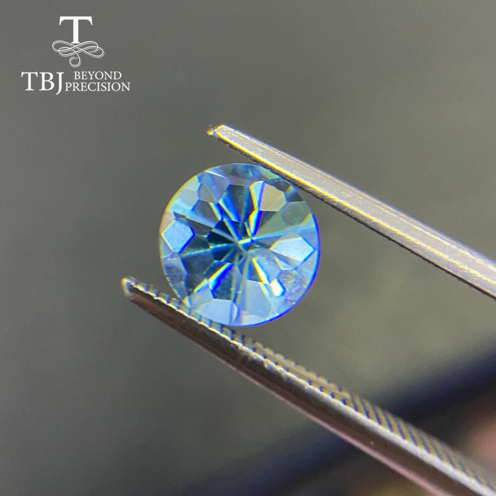 Topaze naturelle bleu ciel, coupe ronde de 8mm pour montage de bijoux en argent, pierres précieuses en vrac, TBJ recommande