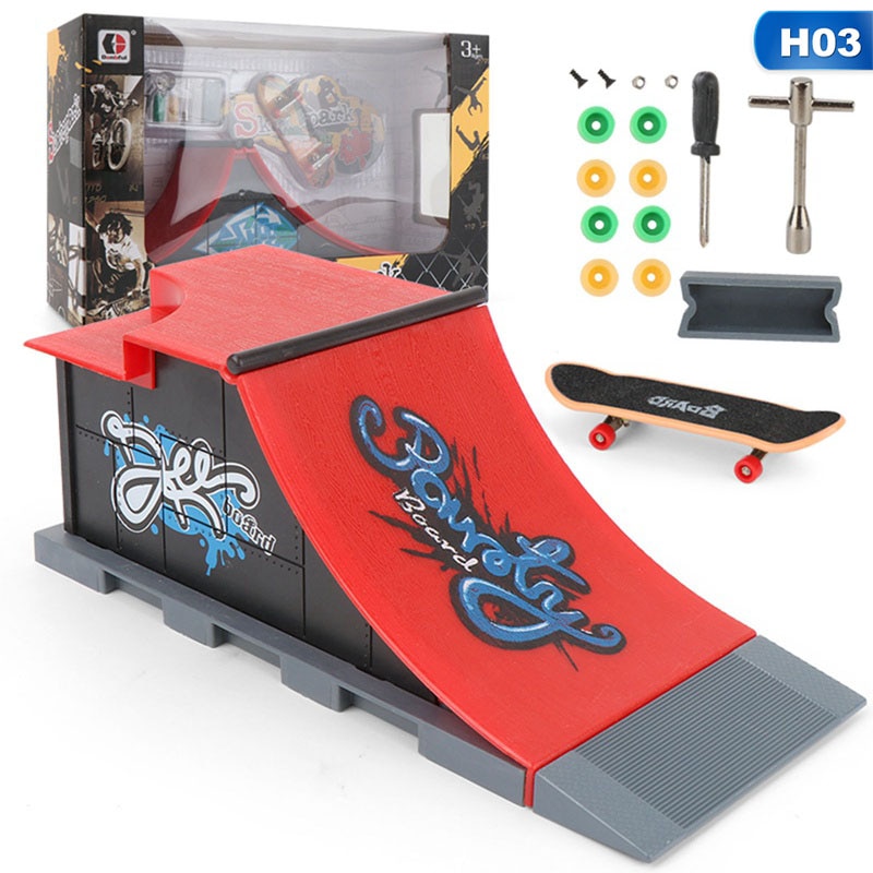Fingerboard Ultimate Parks Kit DIY Assembly Mini Finger Skateboard Deck Truck Skatepark Board With Ramp Accessories Sets: TOY10952H03