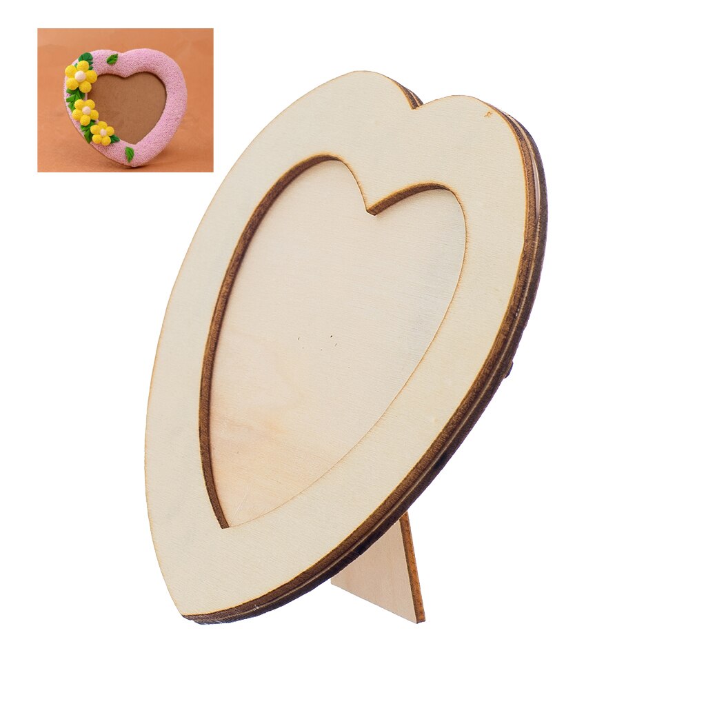 MagiDeal Wooden LOVE HEART Photo Frame DIY Picture Frame Art Craft Base Photo Frame Wedding Child Birthday
