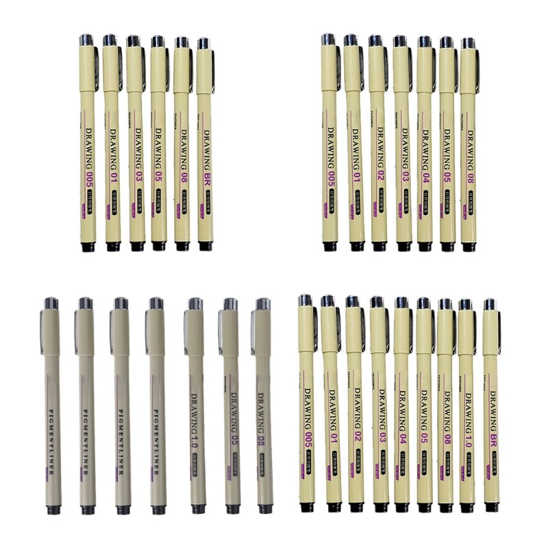 6/7/8/9pcs Black Technical Graphic Fine Hook Line Painting Drawing Pen Sketch Felt Pens aArt Supplies Markers Stationery