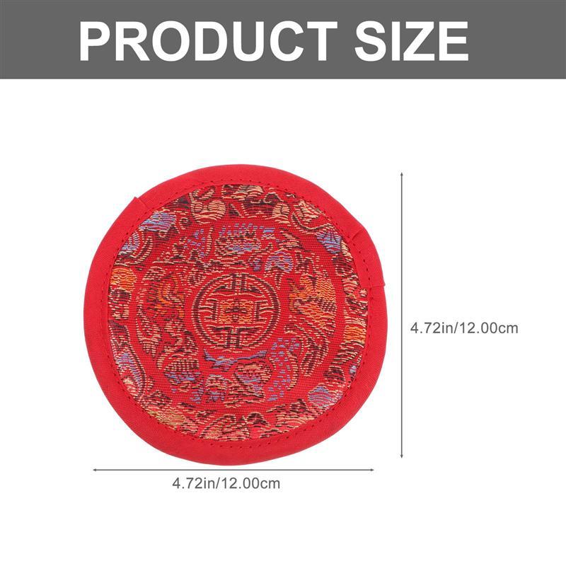 1pc Tibetan Meditation Singing Bowl Cushion Pillow Ritual Instruments Buddhist Sound Therapy Bowl Mallet Mat Handmade Carft: Red 1