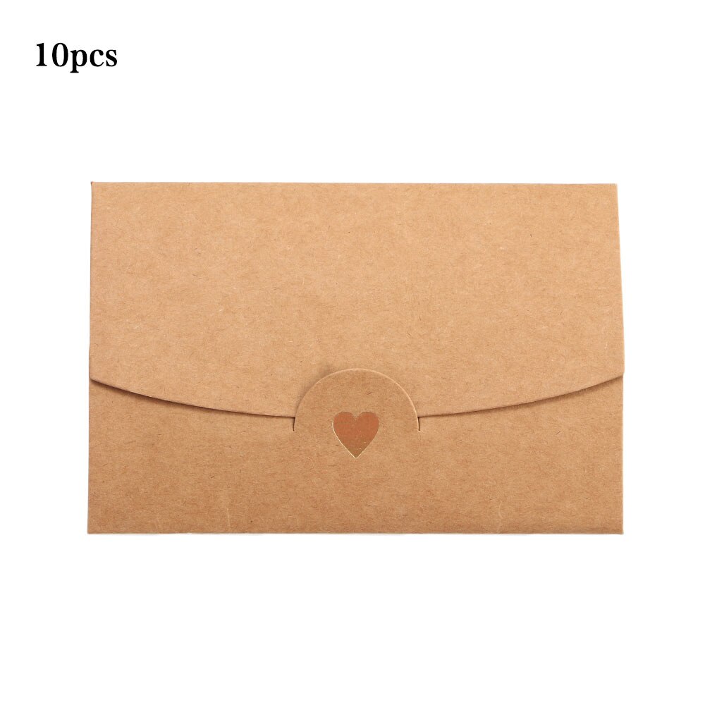 (10 pièces/lot) 10.5*7CM petite carte de voeux nom carte enveloppe estampage à amour nacré papier Mini enveloppes: Brown