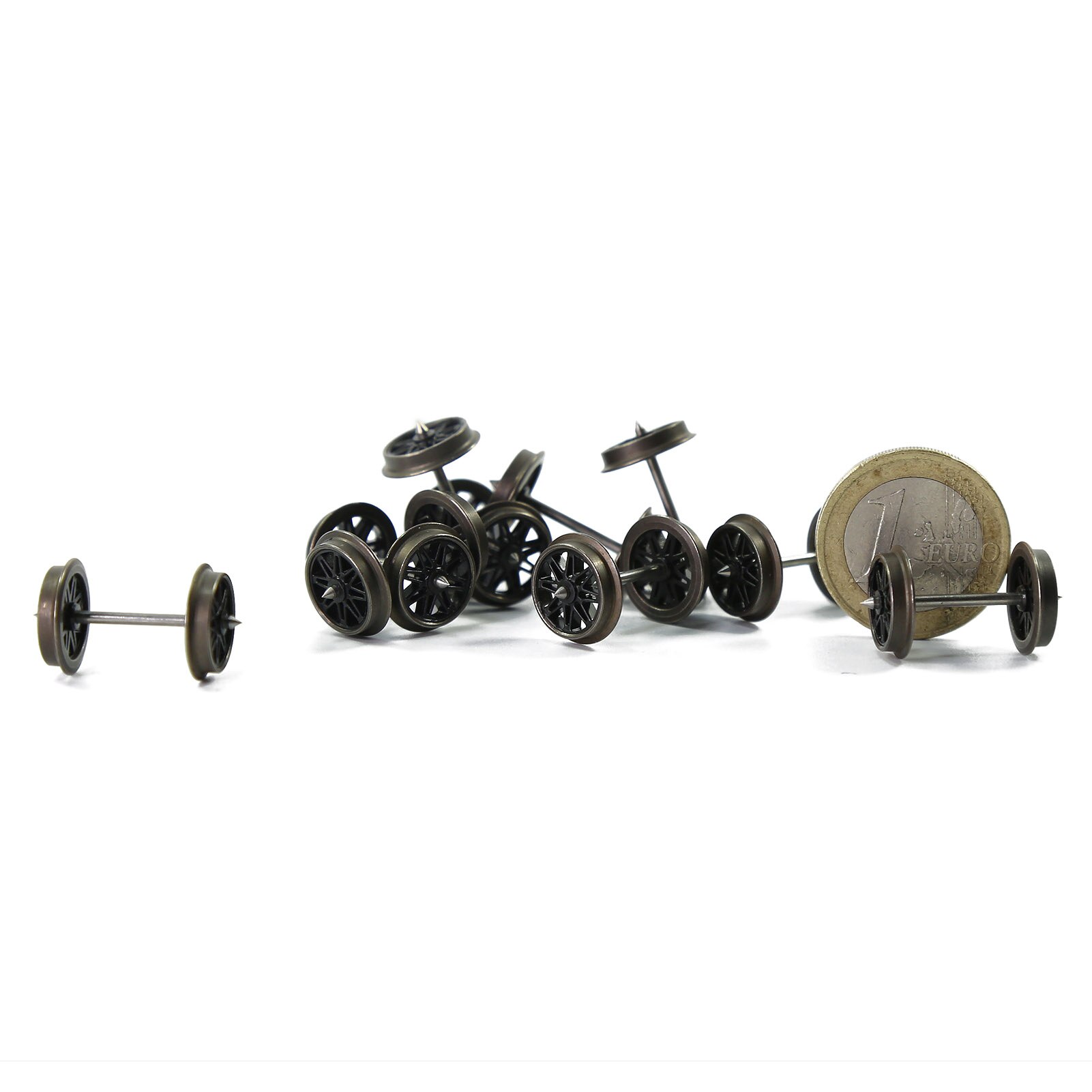12 pièces HO échelle 1:87 36 "roues à rayons métalliques pour trains modèles accessoires ferroviaires HP26