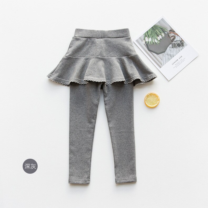 2022 Baby Girls Leggings Cotton Princess Skirt-pants Spring Autumn Children Slim Skirt Trousers for 2-7 Years Kids Clothes: grey / 140