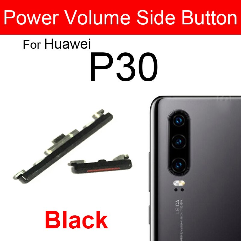 Bouton latéral de commande de Volume d&#39;alimentation pour Huawei P30 P30Pro P30 Lite, pièces de réparation: P30 Black