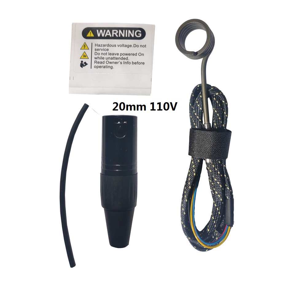 DIY Soldered 110V/220V Enail Heating Coil and 5 Pin XLR Male Plug with 10mm/16mm/20mm/25mm Fits E-Nail PID Controller: 20mm 110V