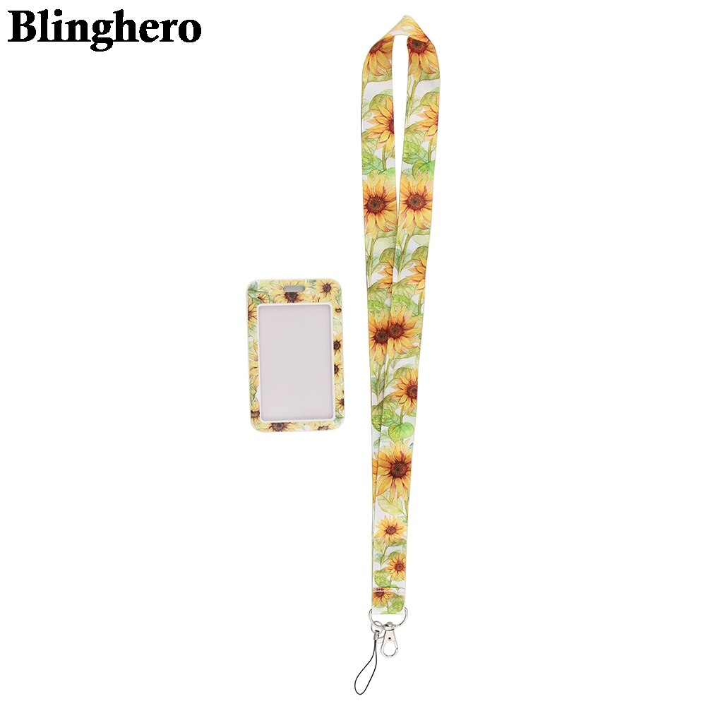 CB083 Zonnebloem Mode Kunst Lanyard Id Badge Houder Bus Pass Case Cover Slip Bank Credit Kaarthouder Strap Card houder