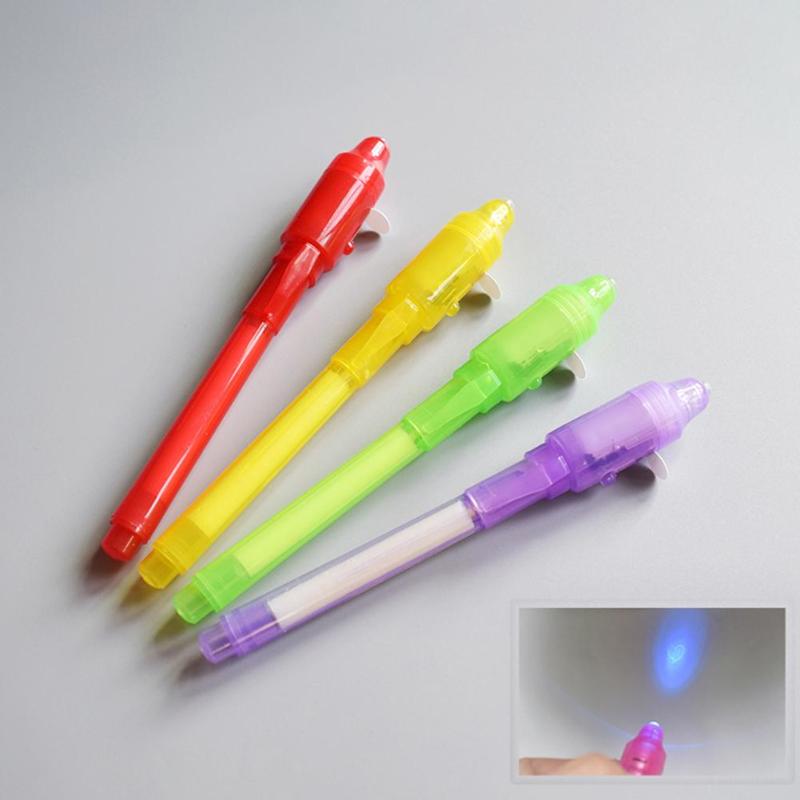 1/4/7pz Creativo 2 in 1 Magia Grande Testa di Luce Luminosa Penna UV Disegno Inchiostro Invisibile penna per Bambini di Scrittura di Apprendimento Giocattolo Educativo