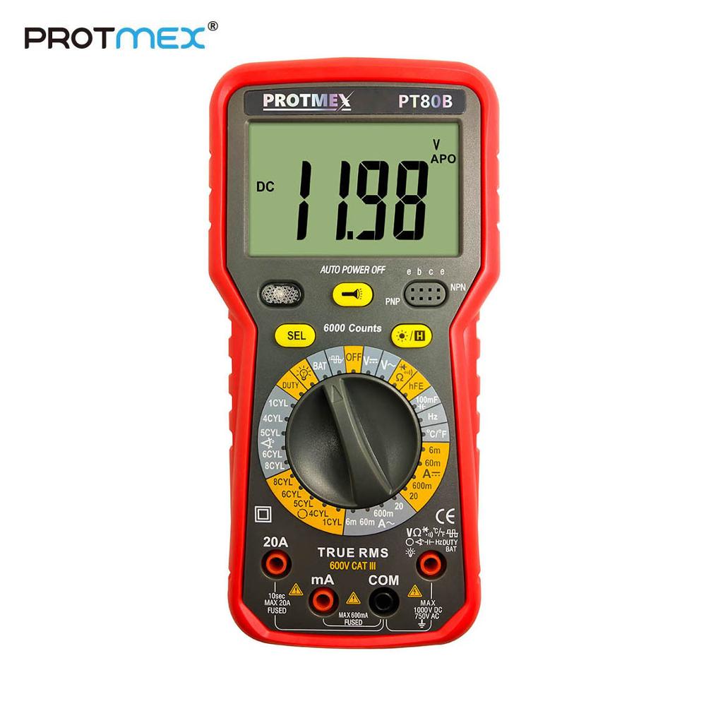 PROTMEX 6000 counts Display TRMS Autoranging Automotive Car Motor Multimeter Frequency Capacitance: Default Title