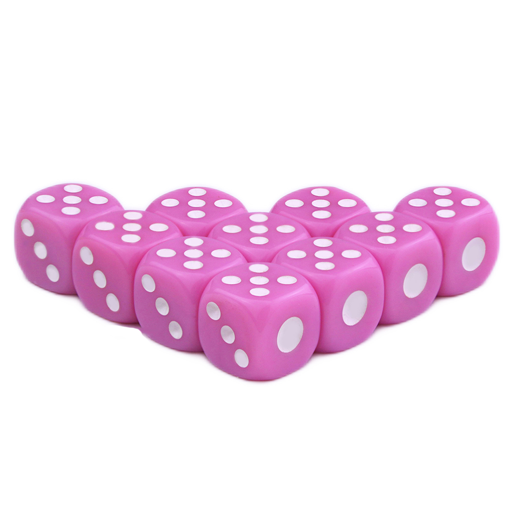 D6 jeu petits dés 14mm 10 pièces accessoires de points Standard pour jeu de société, jeu de table: Rose
