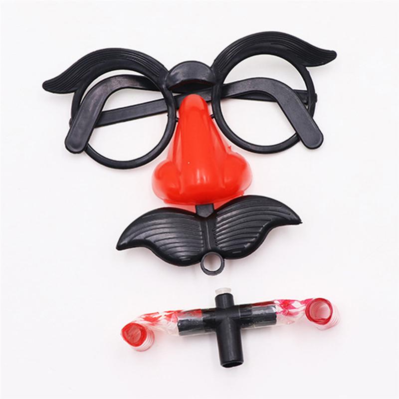 2pcs Funny Glasses Round Frame Whistle Mustache Blow Out Dragon False Nose Prank Glasses Joke Props for Kids Adults