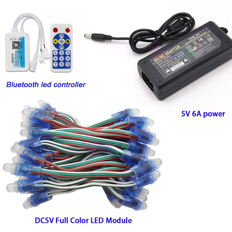 DC5V 50 Pcs WS2811 Ic Rgb Pixel Led Module Licht Full Color IP67 ,Wifi Led Spi Controller,5V 6A Led Voeding Lader Adapter