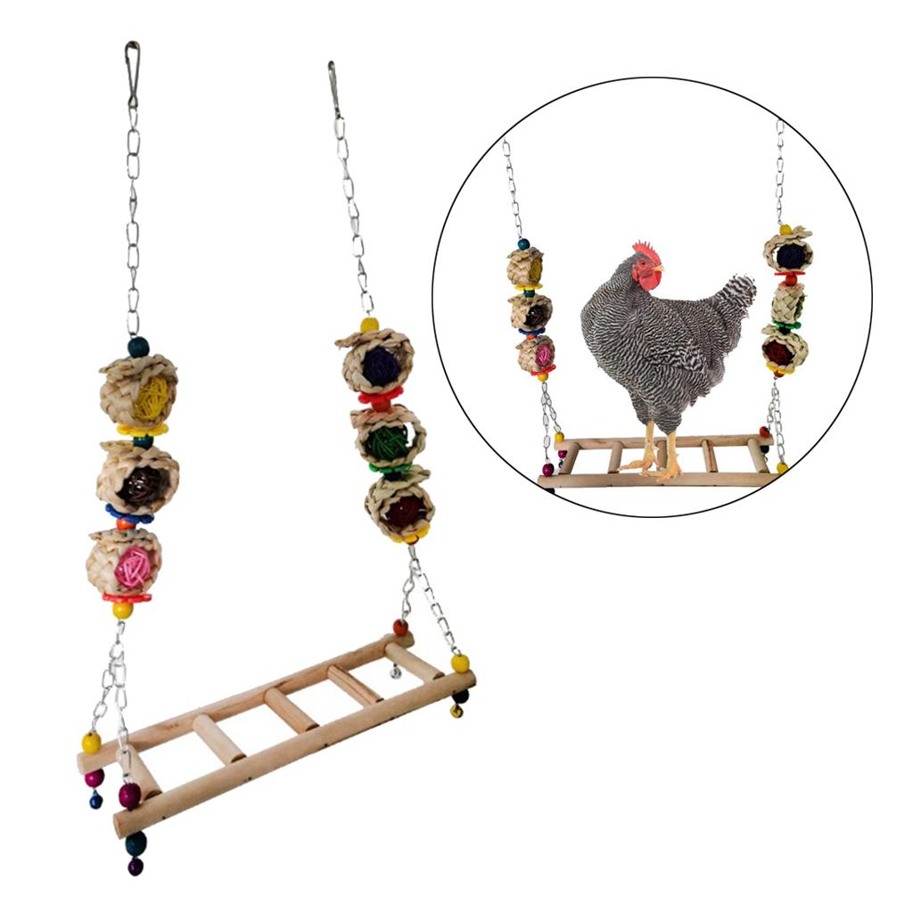 Chicken Ladder Swing Chicken Perch Stand For Chicken Birds Parrots Pet Cage Hanging Accessory Birds Chicken Macaws