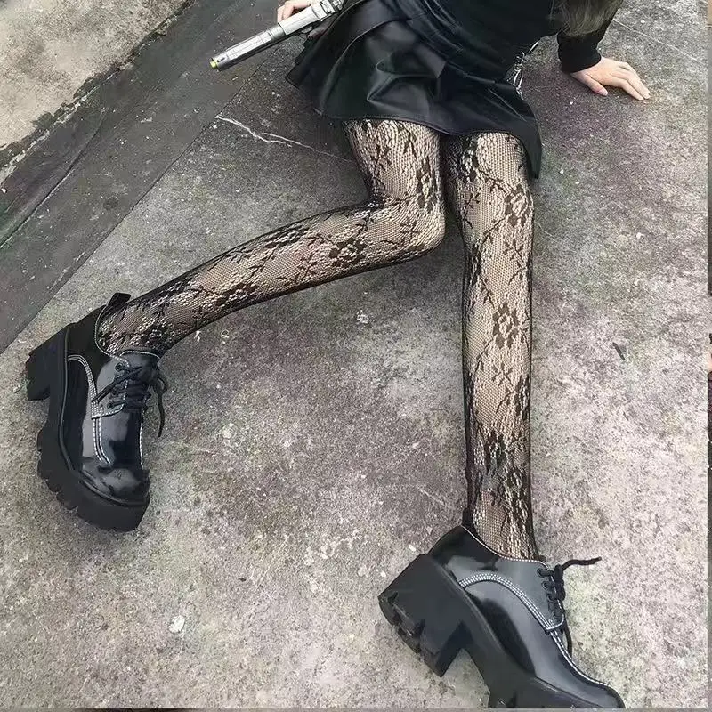 Medias sexis de ratán para mujer, medias de flores antienganches para y Club, Medias de red de pescado, pantimedias de encaje de malla de rejilla: Verde