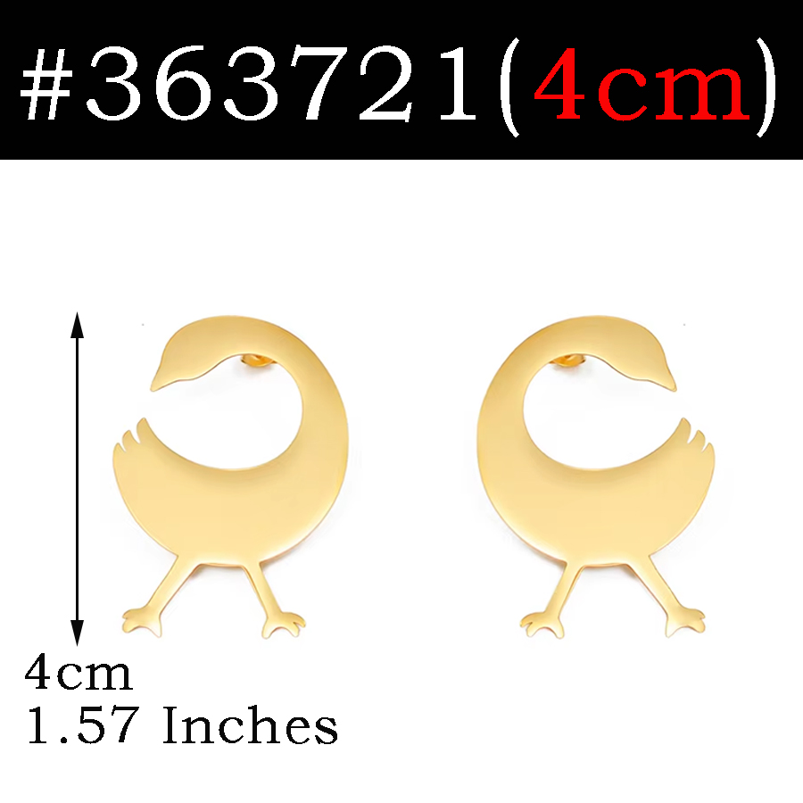 5cm/4cm/2cm African Ancient Cultural Symbol Big Stud Earrings Stainless Steel Dwennimen Sankofa Gye Ethnic Jewelry #363721: Light Yellow Color