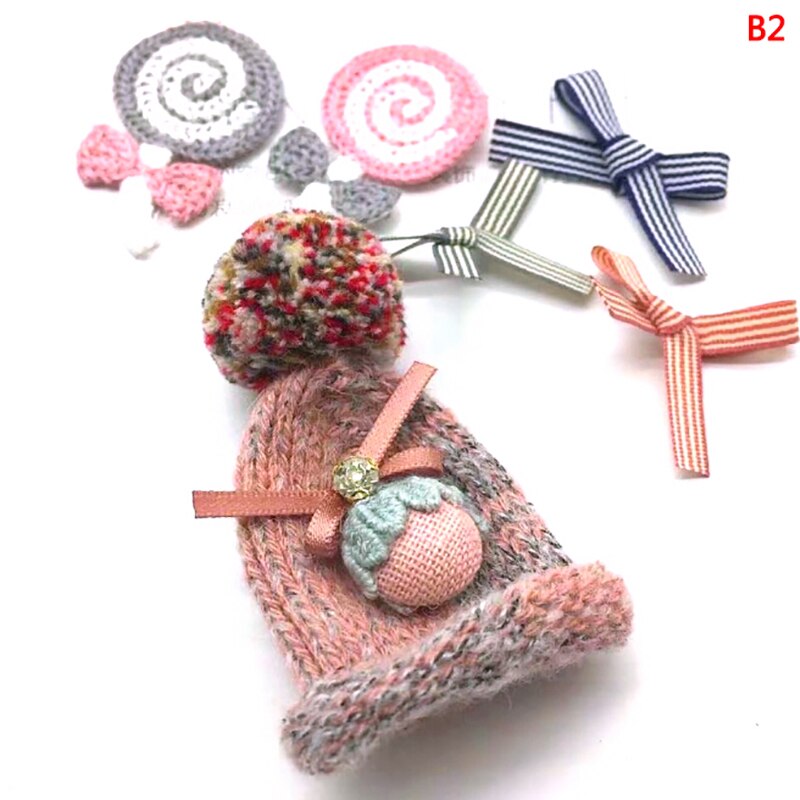 1pc søde mini kanin håndlavet strikning hat cap diy dukke tilbehør leverer legetøj børn 7*4.5cm: B2
