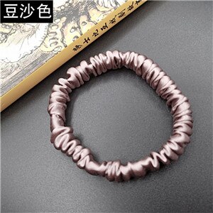 Free shippping women sweet small pure silk hair scrunchies cute gum OL basic Hair Tie Ponytail Holder: BeanPink