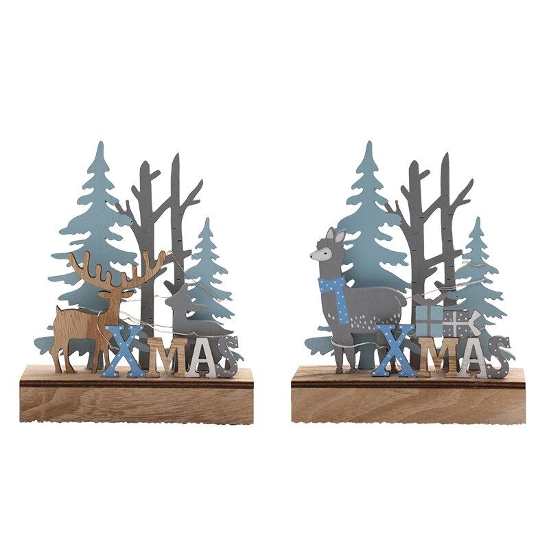 [VIP] Nordic Wooden Christmas Elk with Light Strip Desktop Ornaments Shop Layout Home Decorations Christmas