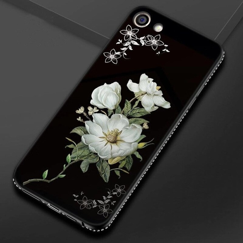 M6 Note Rhinestone Frame Case ForMeizu M5 Note M5s M6 Luxury 3D Relief Flower Pattern Soft Silicone Cover: M6 Mote / Black(ML)