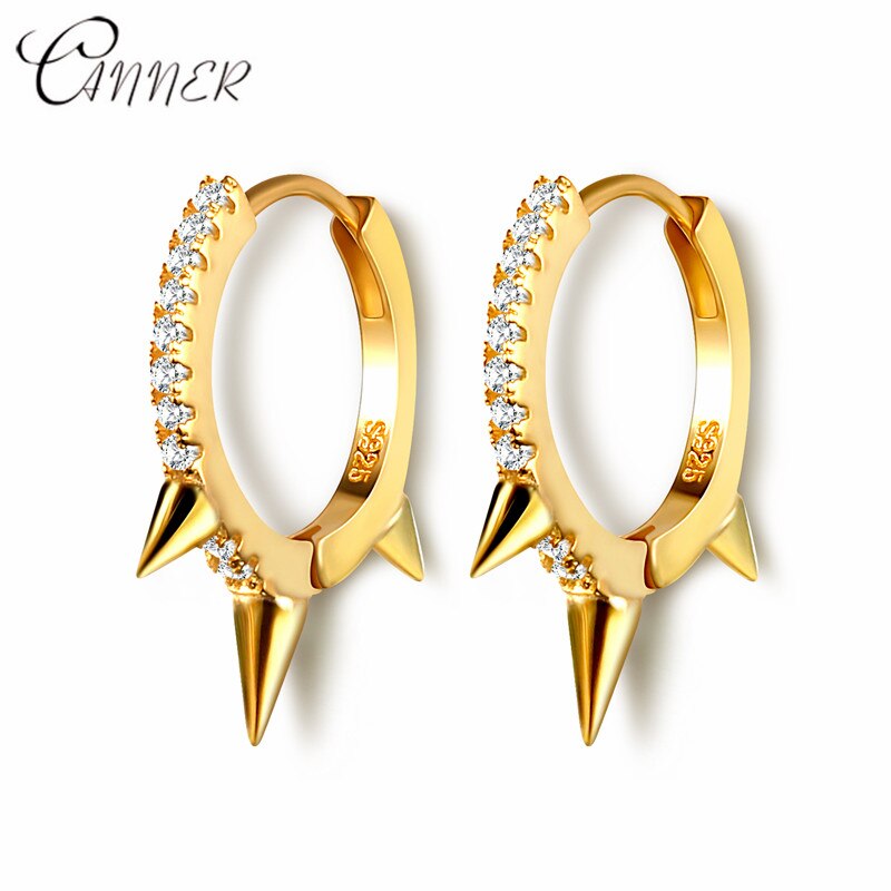 Cner moda element kolczyki damskie 925 srebro punk styl gnida kolczyki dla kobiet tęcza CZ małe kolczyki: 1