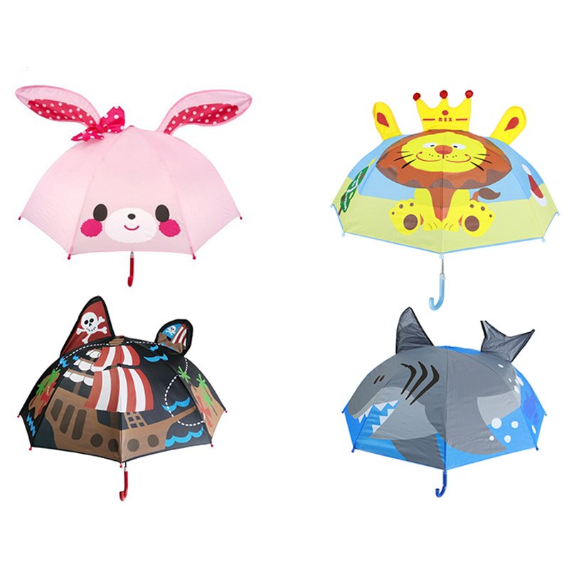 3D Oor Kinderen Paraplu voor Meisjes Jongens Leuke Cartoon Kinderen Paraplu Creatieve Lange Handvat Dier Paraplu School