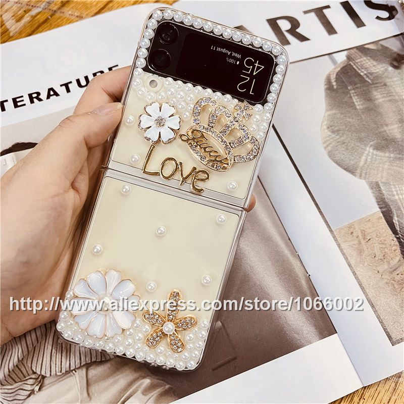 Luxury Gold Sparkle Gems Crystal Bling Hard Cases for Samsung Galaxy Z Flip 3 Flip3 Z Flip 4G/5G/ Diamond Perfume Bottle Cases: for Samsung Z Flip / crown simple