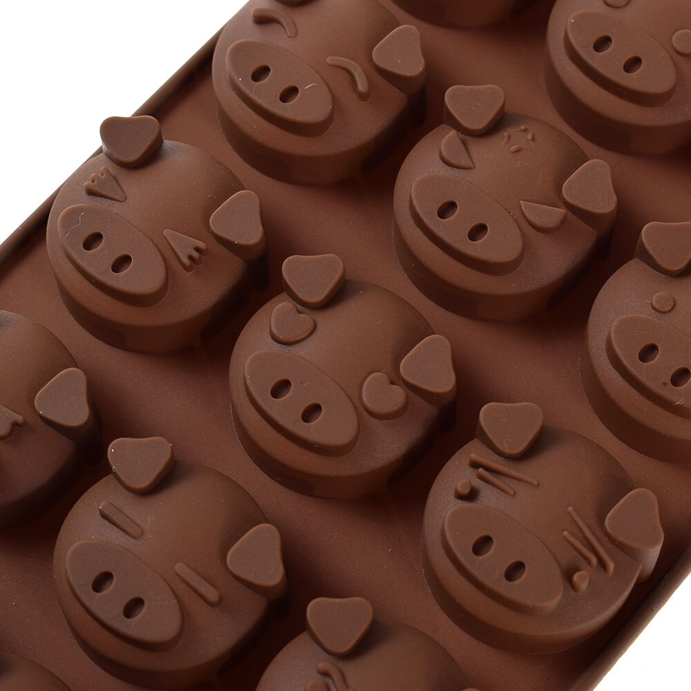 15 gaten grappige varkenvormige siliconen zeep snoep fondant chocolade keuken mal siliconen chocolade koekjes taart diy accessoires