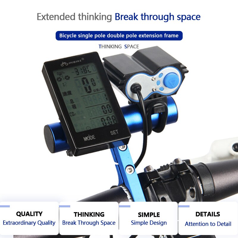 Bicycle Handlebar Extender Mount Mountain MTB Bike Cycling Headlight Front Light Bracket Flashlight Computer Holder Accessories