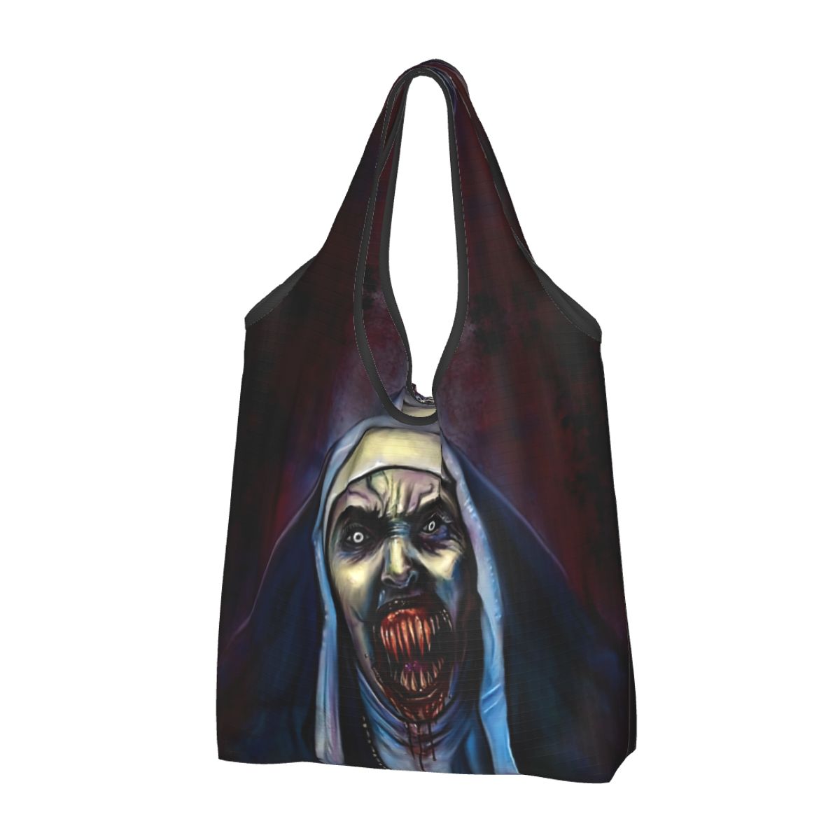 Custom Reusable Halloween Horror Movie Character Shopping Bag Women Tote Bag Portable Groceries Shopper Bags: Blue