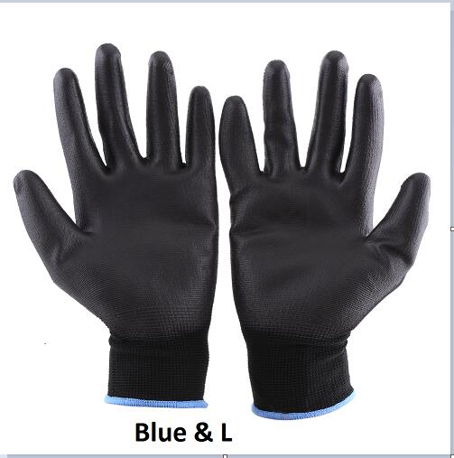 Guantes de trabajo de protección antiestática, con revestimiento de PU, antiestáticos, para guantes de trabajo electrónicos de CI, 12 par/lote: Blue L