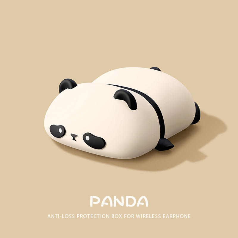 Leuke Liggende Panda Hoofdtelefoonhoes Voor AirPods 4 (2024) Airpod Pro 1 2 3 Bluetooth Oordopjes Oplaaddoos Beschermende Oortelefoonhoes