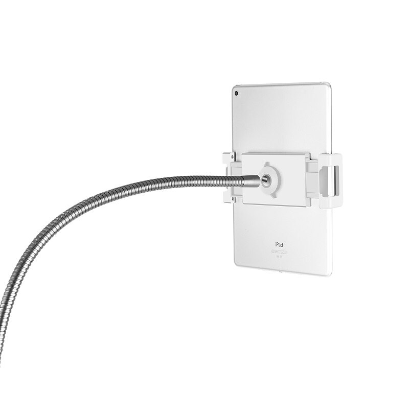 Universal Adjustable Aluminium height-adjustable Gooseneck Floor Stand Fits for iPad/Tablet/Phone Mount Holder