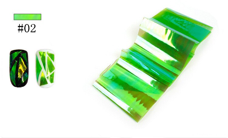 Yzwle 1 Pcs Punk Transfer Folie Sticker Gebroken Glas Nail Art Diy Nail Beauty Decoratie Stencil Decal