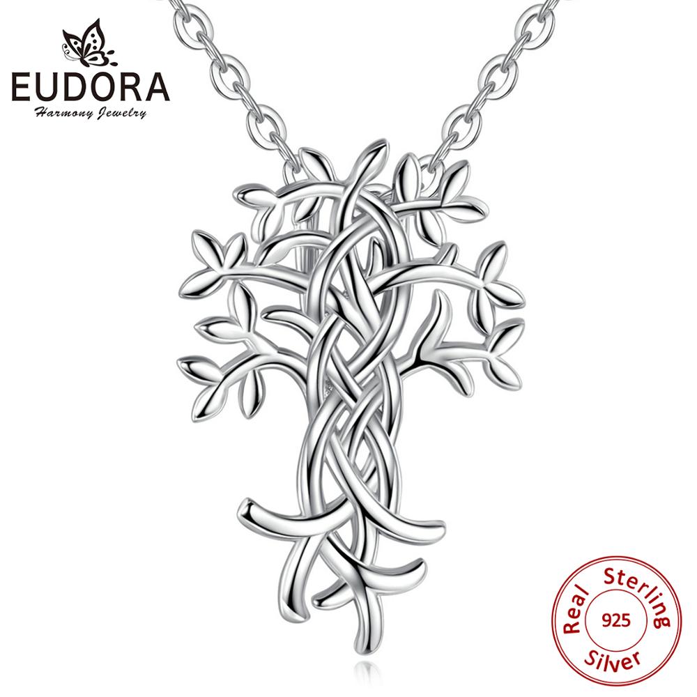 EUDORA 925 Sterling Silver Tree Of Life Pendant Necklace For Men Women Celtic Knot Jewelry with box Anniversary party D300: Default Title