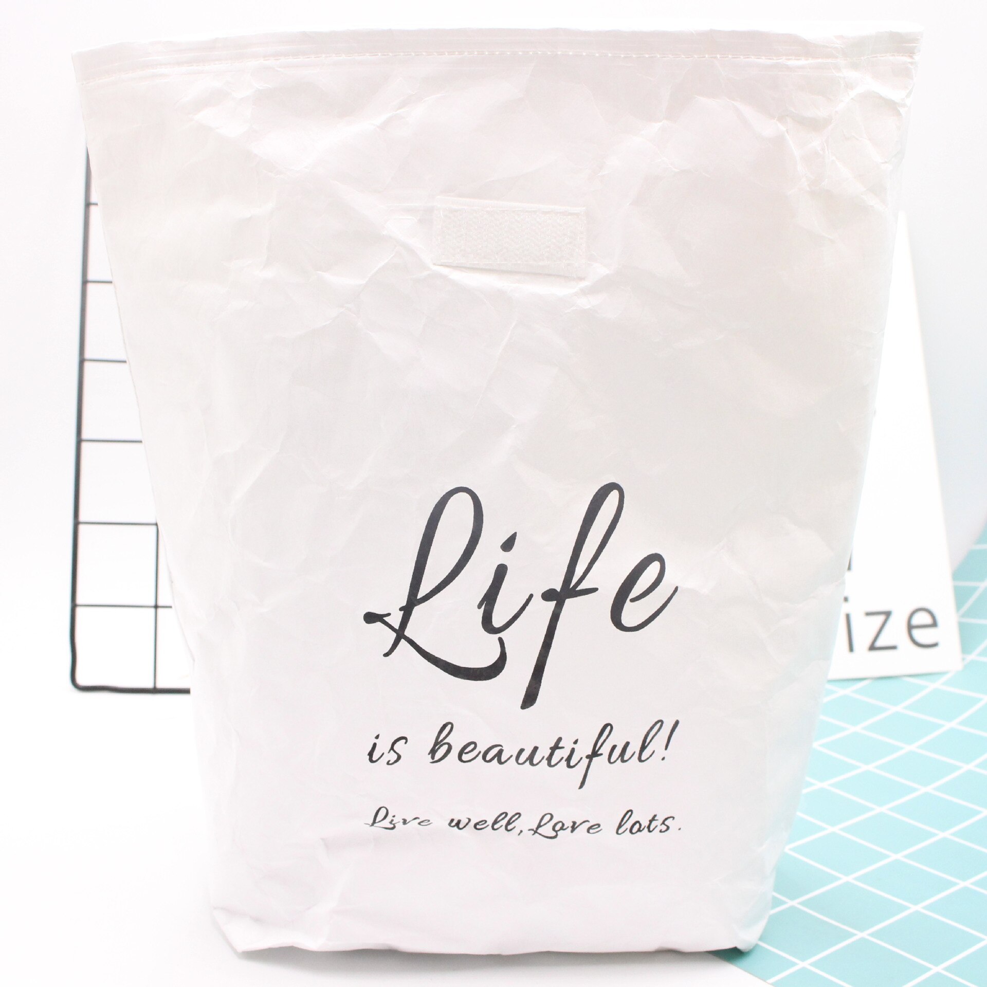 Lunch Bag Tyvek Leakproof Insulated Paper Lunch Box Lightweight Tote Cooler Thermal Lunch Kit Reusable Eco-friendly Lunch Pack: white