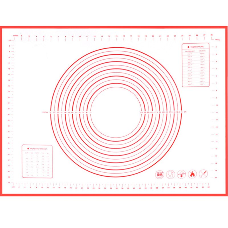 Silicone Pad Kneading Pad Fondant Mat with Scale Non-stick Baking Tool Baking Accessories: red / 60x50cm