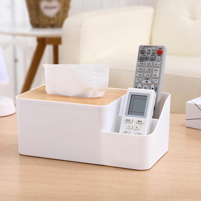 Multi-function Plastic Tissue Box Phone Shelf Holder Napkin Tissue Dispenser Organizer Conditioner Remote Control Holder