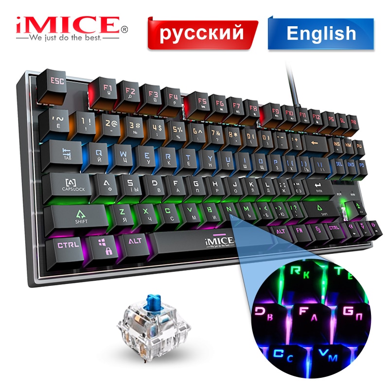 Gaming Keyboard Mechanical Keyboard Backlight RGB Backlit Game Keyboards Russian Keycaps for Gamer PC Computer Gaming Keyboard