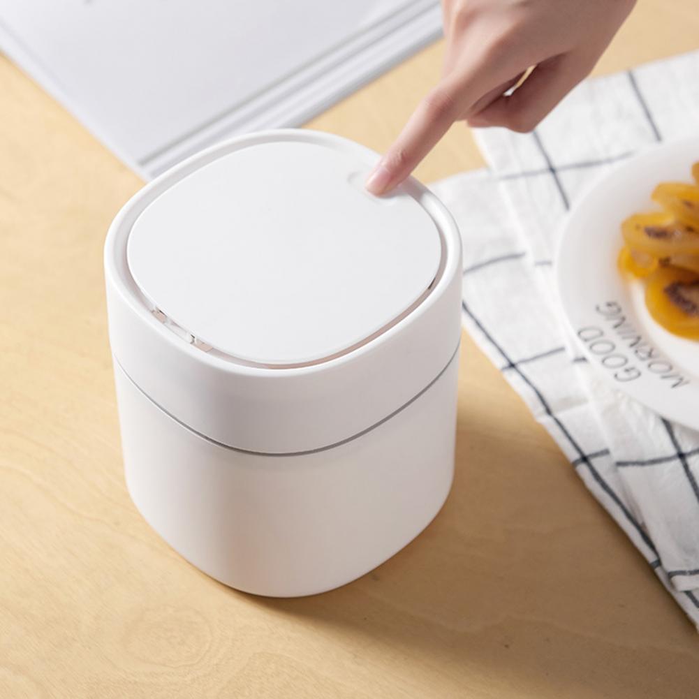 Mini Desktop Waste Bin Household Dresser Table Wastepaper Trash Can with Lid