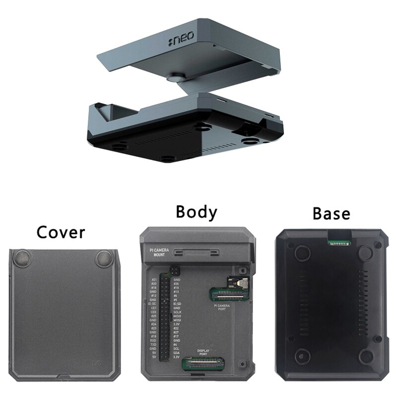 for Argon NEO for Raspberry Pi 4 Case Aluminum Metal Shell Sliding netic Cover Passive Cooling Silicon Heat Sink