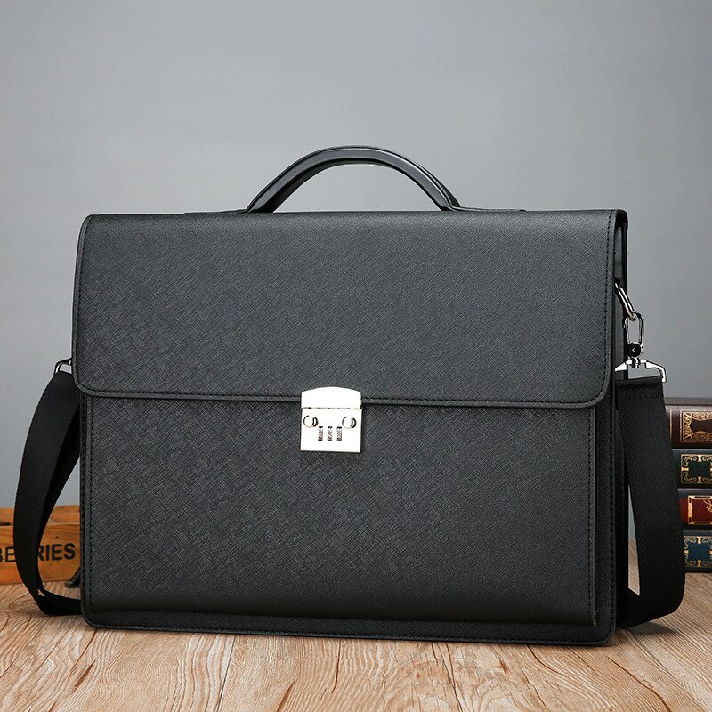 Bag Business Briefcase Briefcases Lock Shoulder Hand Bag 15.6 Inch Laptop Bag: black large