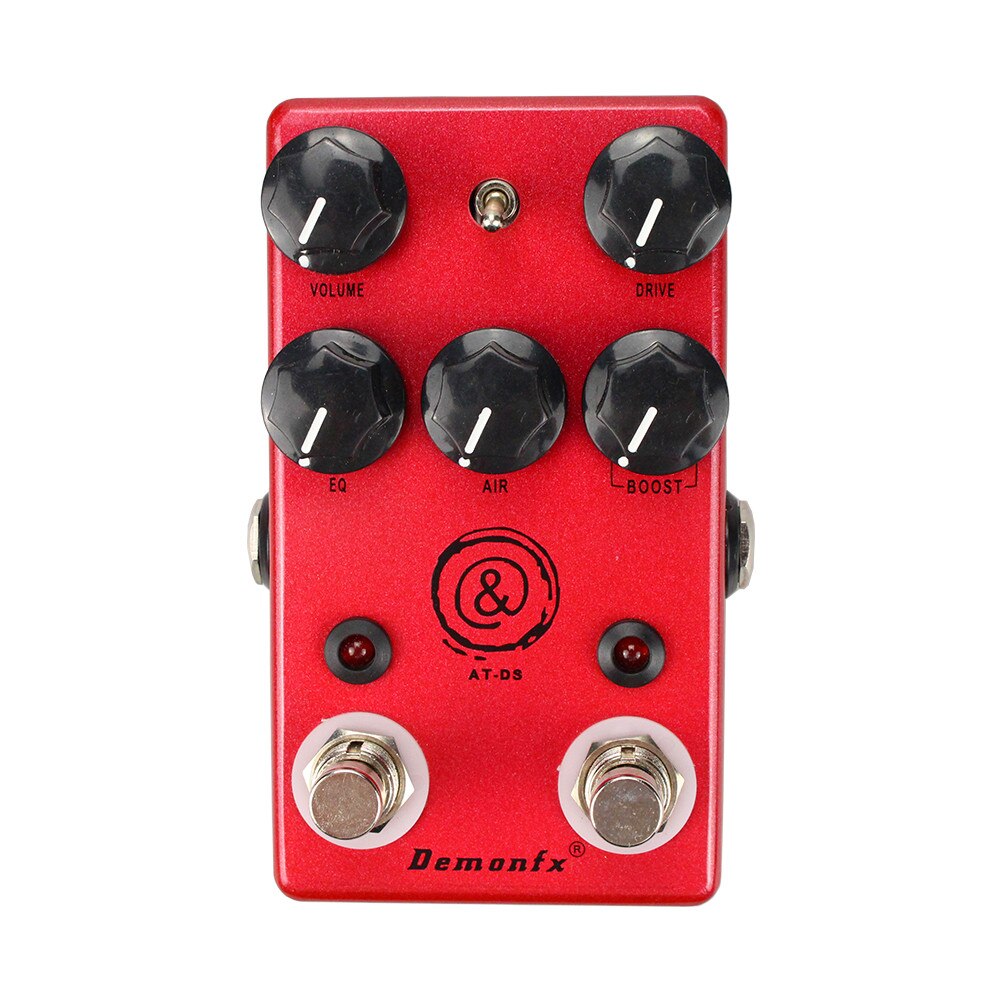 Overdrive Distortion Boost gitaareffectpedaal, True Bypass, Demonfx, AT-DS: Rood