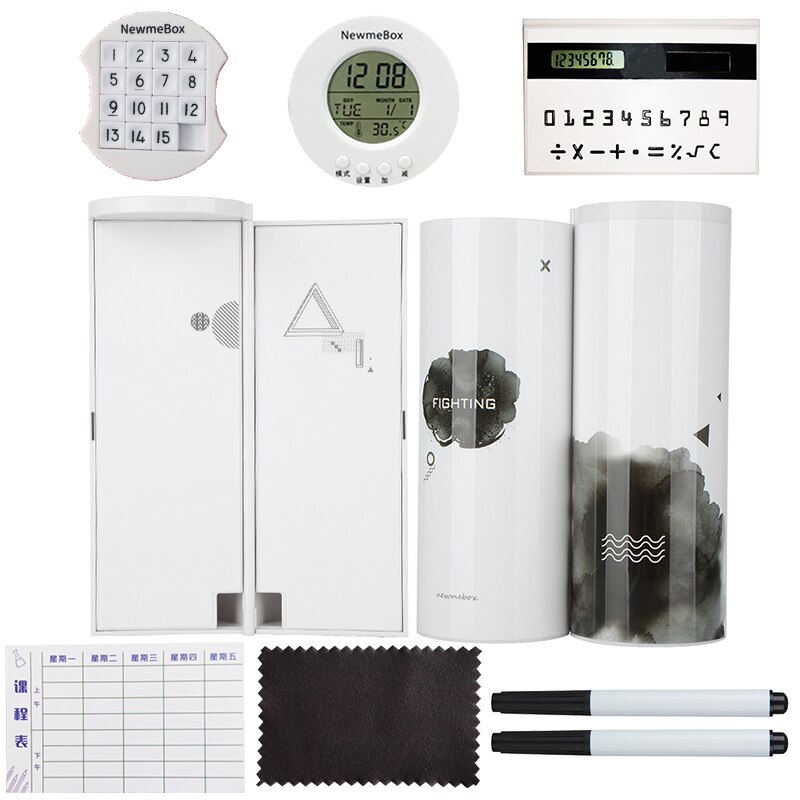 NBX NewmeBox Multifunctional Pencil Box Large Capacity Pencil Cases pen box with Mirror Calculator for office School Stationery: Ink painting - gift2