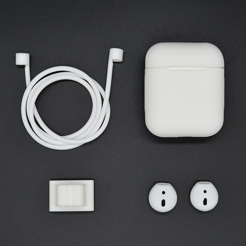 Funda de silicona 4 en 1 para Airpods 1 y 2, funda protectora para AirPods 1 y 2, Correa antipérdida para Apple Airpods 1 y 2