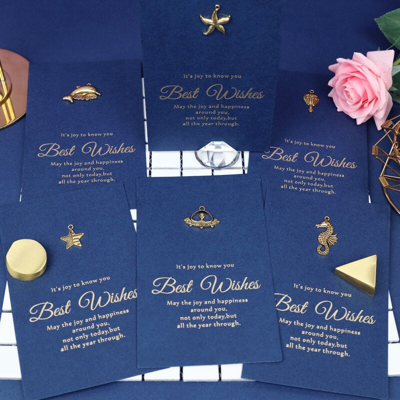 Blue vintage metal series greeting card with envelope birthday card handwritten Invitation card message card