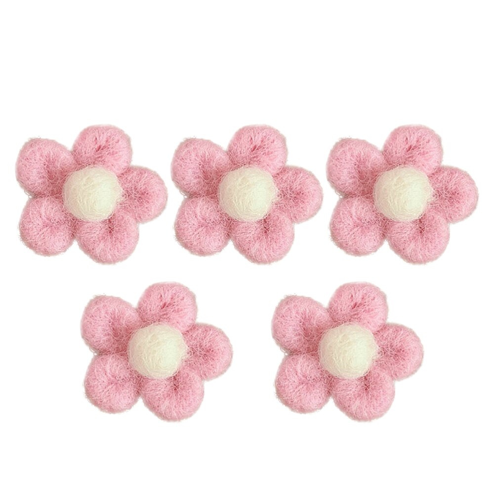 Broche de fieltro en forma de flor para niños, alfileres adorables con broche para niños, ropa de ramillete, 5 uds.: Pink