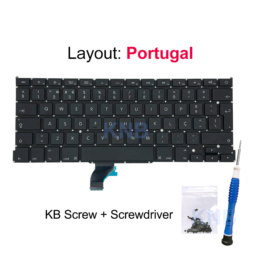 Nowy Laptop A1502 klawiatura US UK hiszpania rosyjski francuski szwajcarski włochy arabski układ dla Macbook Pro Retina 13 &quot;2013 2014 2015: Portugal with Tools