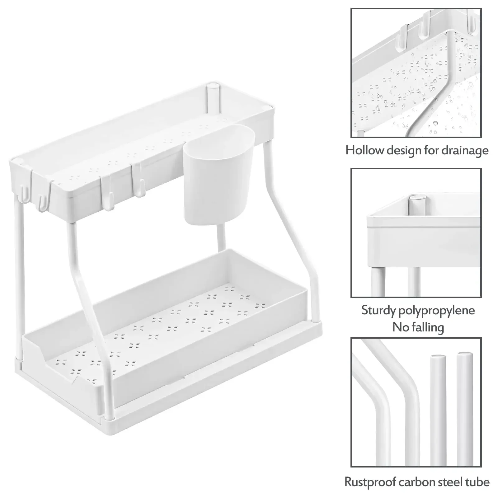 Keukenopslag onder gootsteen organisator 2-laags uittrekbare multifunctionele lade plank organisator badkamer desktop kast rek
