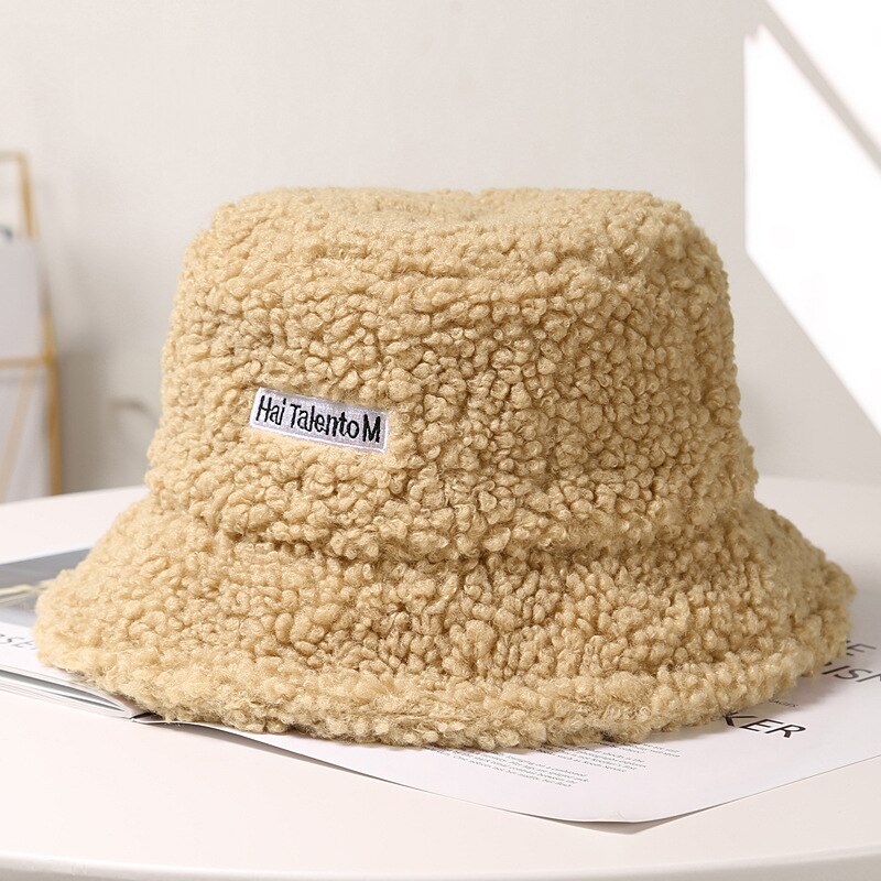 Winter Vrouwen Hoeden Teddy Fluwelen Warm Oor Protector Visser Hoed Accessoires Vintage Lam Fluwelen Cap Mooie Pluche Emmer Hoed CL99: 1